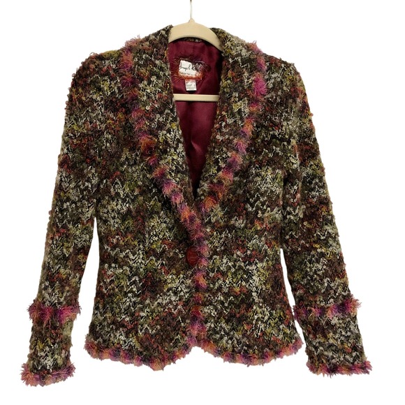 Joseph Ribkoff Jackets & Blazers - Joseph Ribkoff Jacket Women's 6 Colorful Funky Fuzzy Vintage 90s Statement Piece